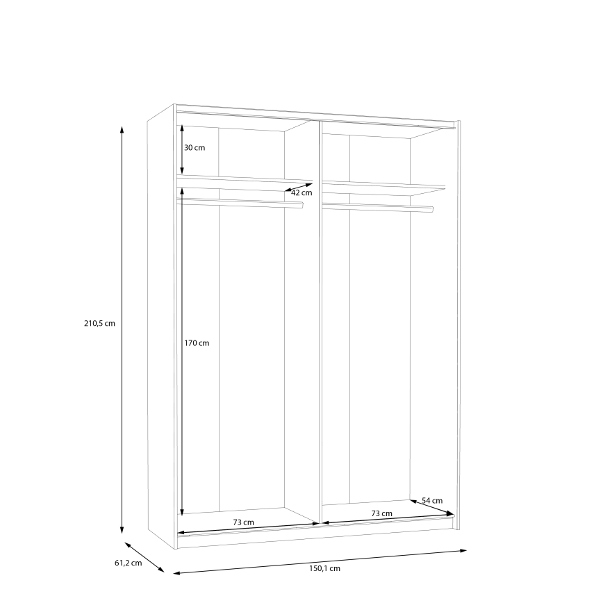 Garderobna omara KARO 150x210 cm, bela