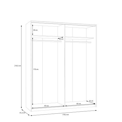 Garderobna omara KARO 170x210 cm bela