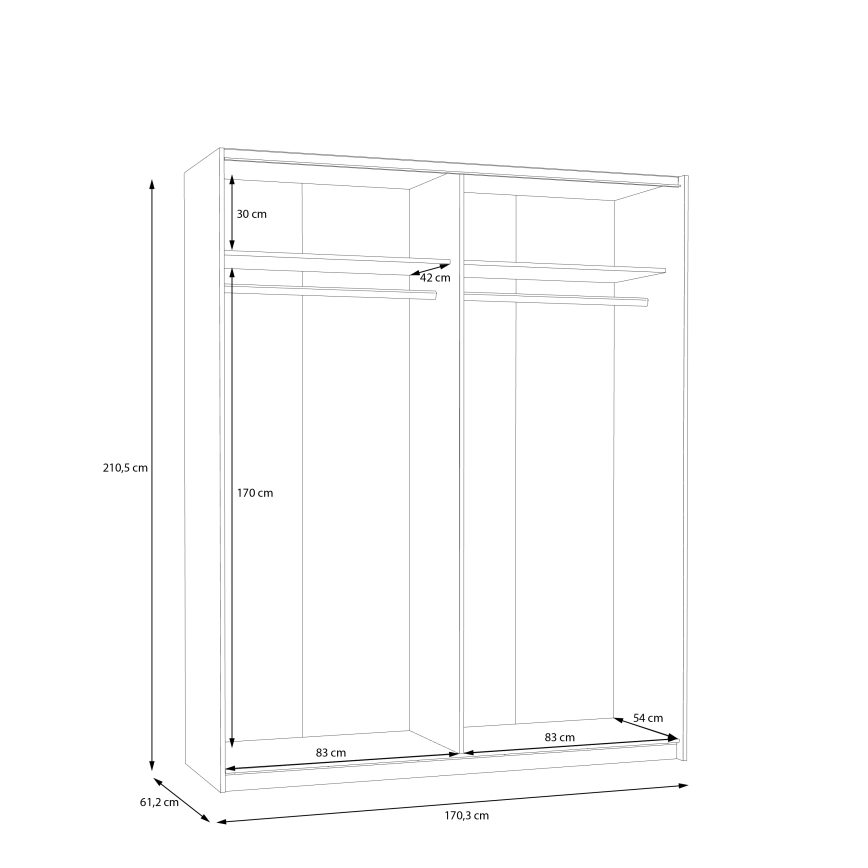 Garderobna omara KARO 170x210 cm bela