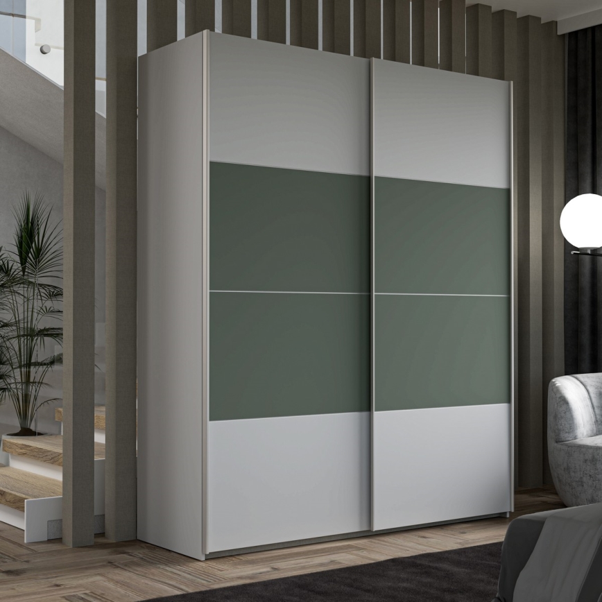 Garderobna omara KARO 170x210 cm siva/zelena