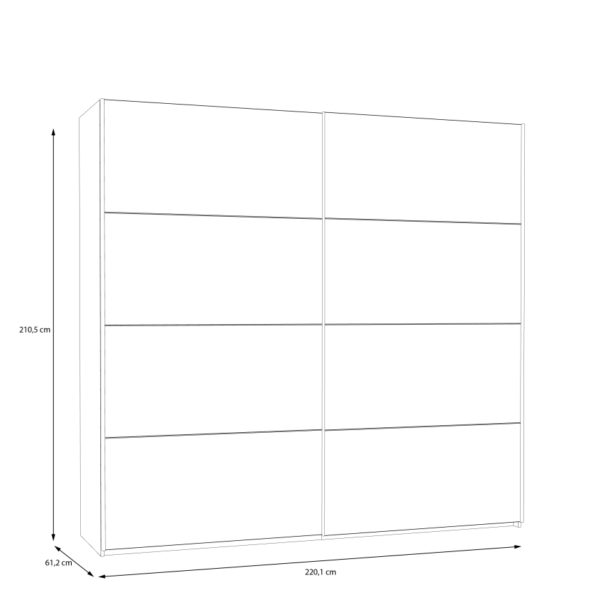 Garderobna omara KARO 220x210x61 cm, bela