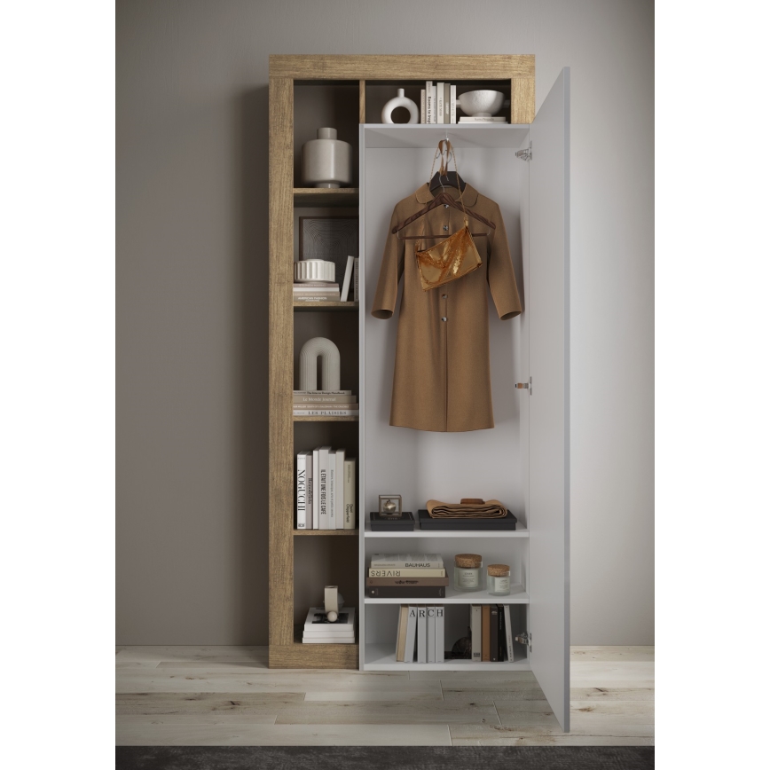 Garderobna omara LENOR 91x209 cm bela/rjava