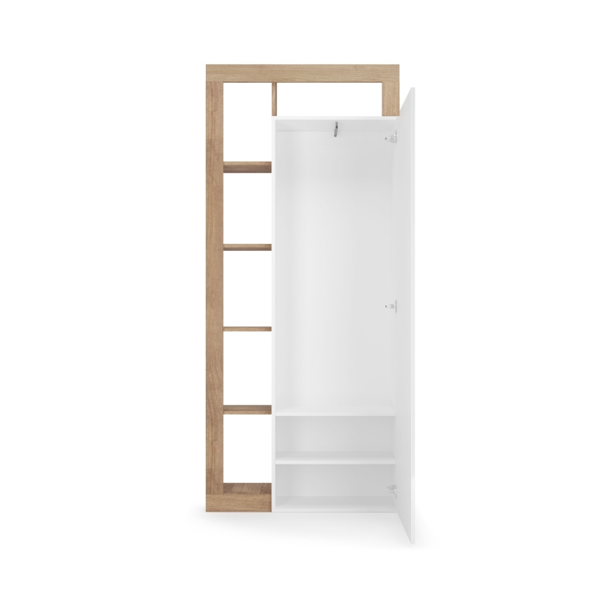 Garderobna omara LENOR 91x209 cm bela/rjava