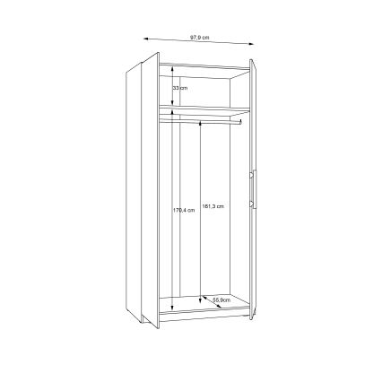 Garderobna omara MARO 100x213 cm, hrast artisan