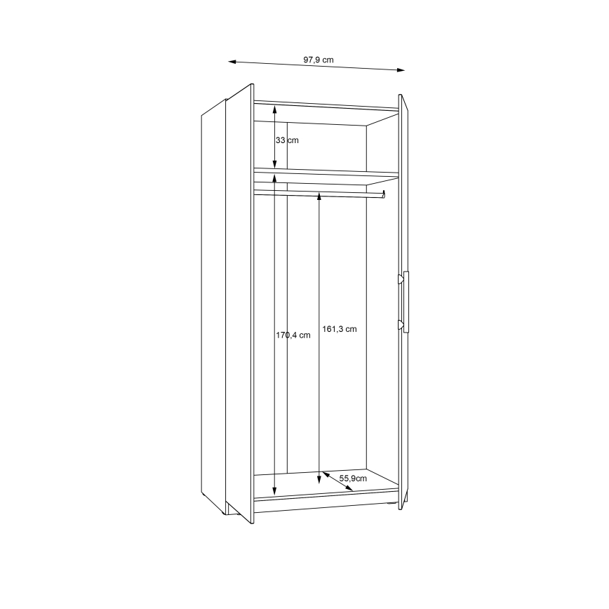 Garderobna omara MARO 100x213 cm, hrast artisan