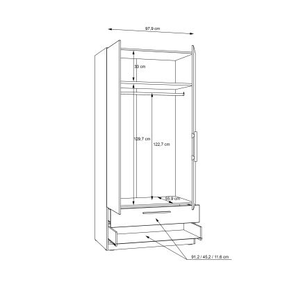 Garderobna omara MARO 100x213 cm hrast artisan