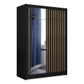 Garderobna omara SANTINO 150x215 cm s ogledalom, črna/hrast craft