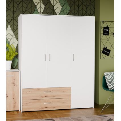 Garderobna omara URO 152x190 cm hrast artisan/bela
