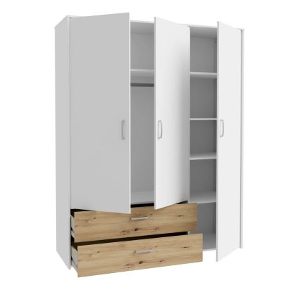 Garderobna omara URO 152x190 cm hrast artisan/bela