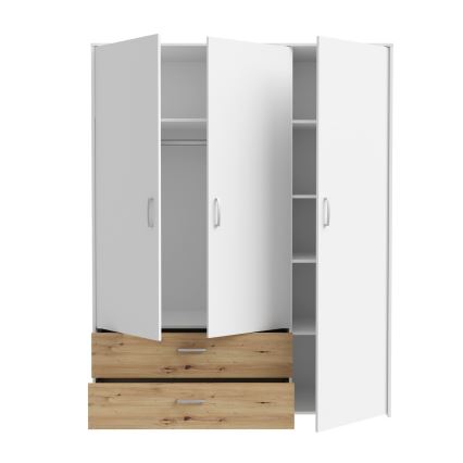 Garderobna omara URO 152x190 cm hrast artisan/bela