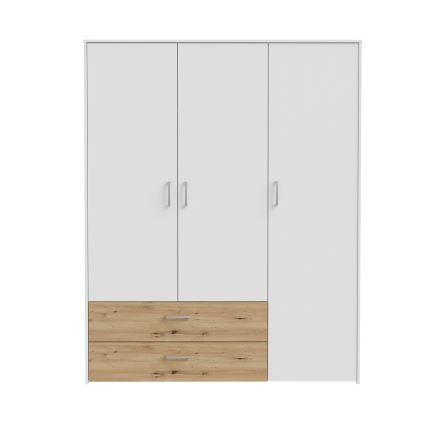 Garderobna omara URO 152x190 cm hrast artisan/bela