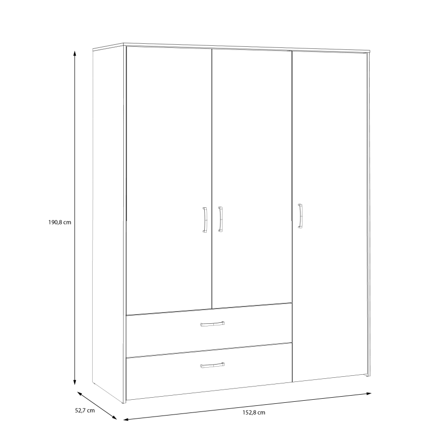 Garderobna omara URO 152x190 cm hrast artisan/bela