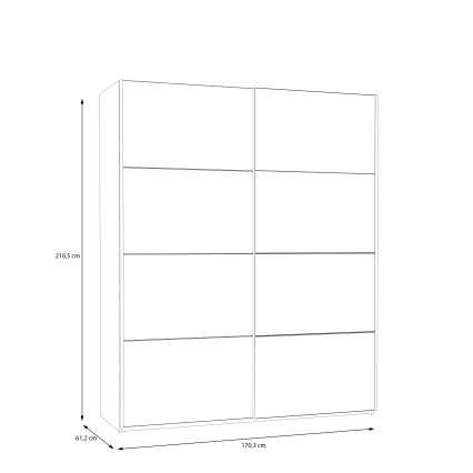 Garderobna omara z ogledalom KARO 170x210 cm, bela