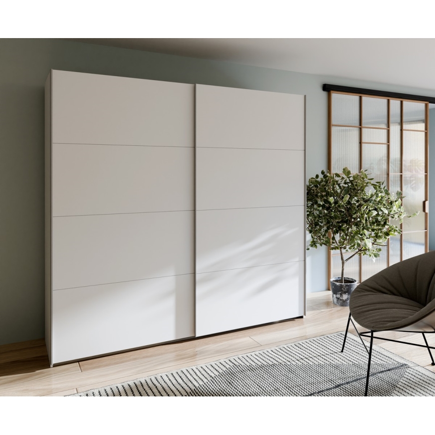 Garderobna omara z ogledalom KARO 220x210 cm bela