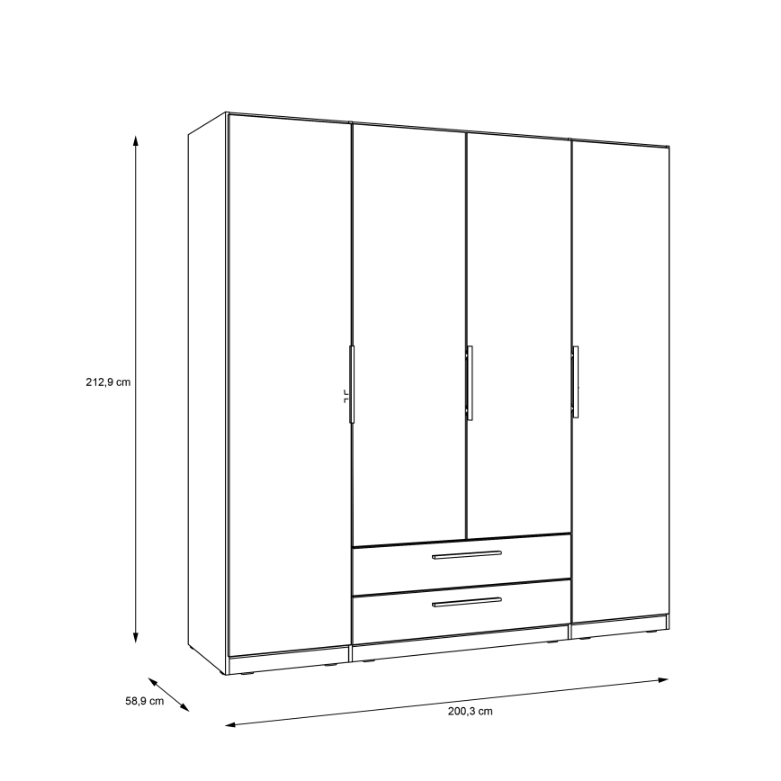 Garderobna omara z ogledalom MARO 200 x 213 cm, artisan hrast