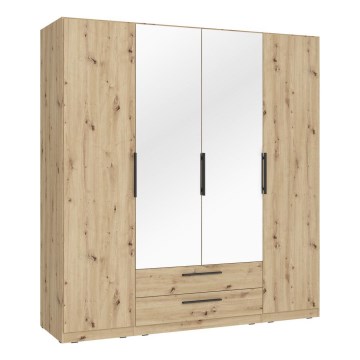 Garderobna omara z ogledalom MARO 200x213 cm hrast artisan