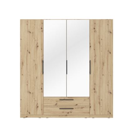 Garderobna omara z ogledalom MARO 200x213 cm hrast artisan