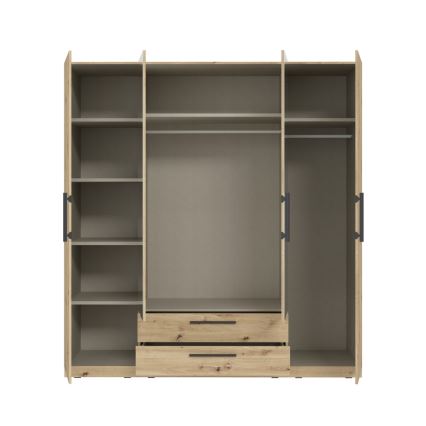 Garderobna omara z ogledalom MARO 200x213 cm hrast artisan