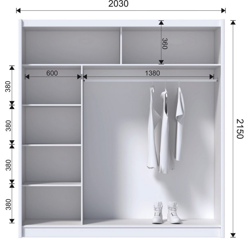 Garderobna omara z ogledalom MIRO 203x215 cm hrast craft/črna