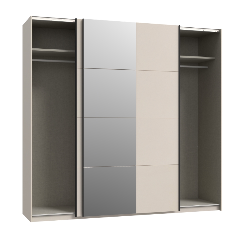 Garderobna omara z ogledalom ODEN 220x210 cm bež