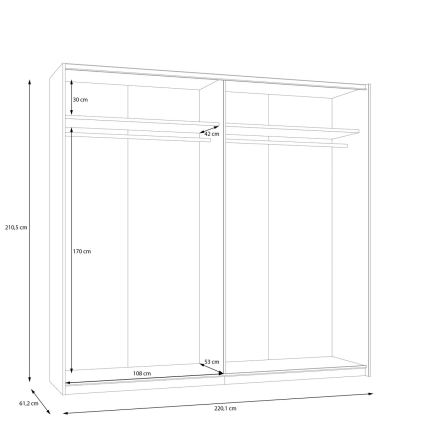 Garderobna omara z ogledalom ODEN 220x210 cm bež