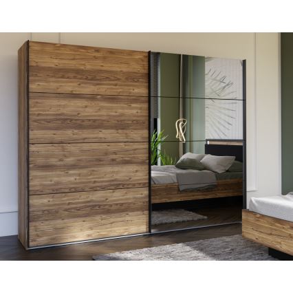 Garderobna omara z ogledalom OREN 270x210 cm hrast artisan