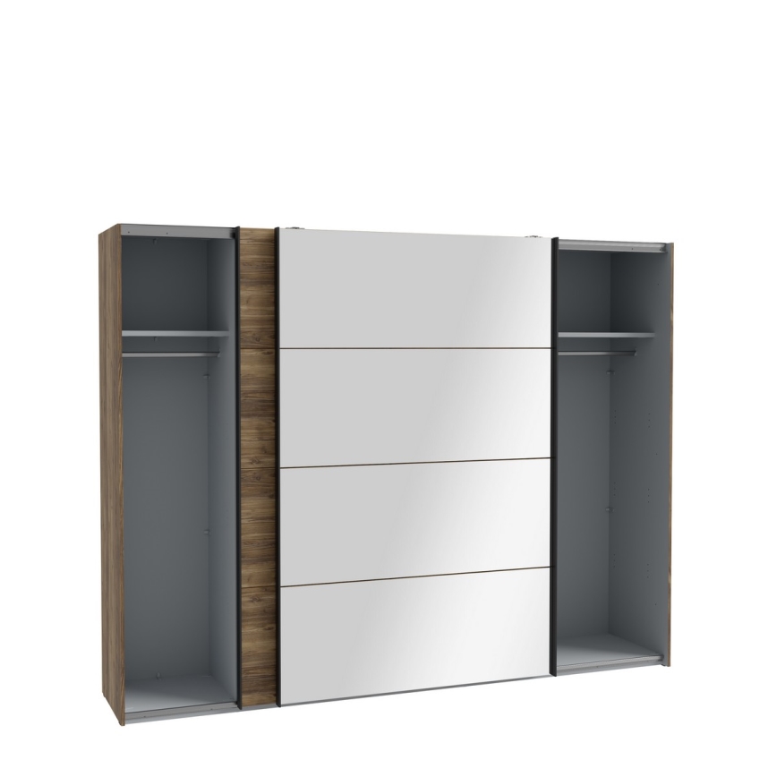 Garderobna omara z ogledalom OREN 270x210 cm hrast artisan