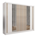 Garderobna omara z ogledalom SANTINO 250x215 cm bela/hrast craft