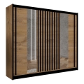 Garderobna omara z ogledalom SANTINO 250x215 cm hrast craft/črna