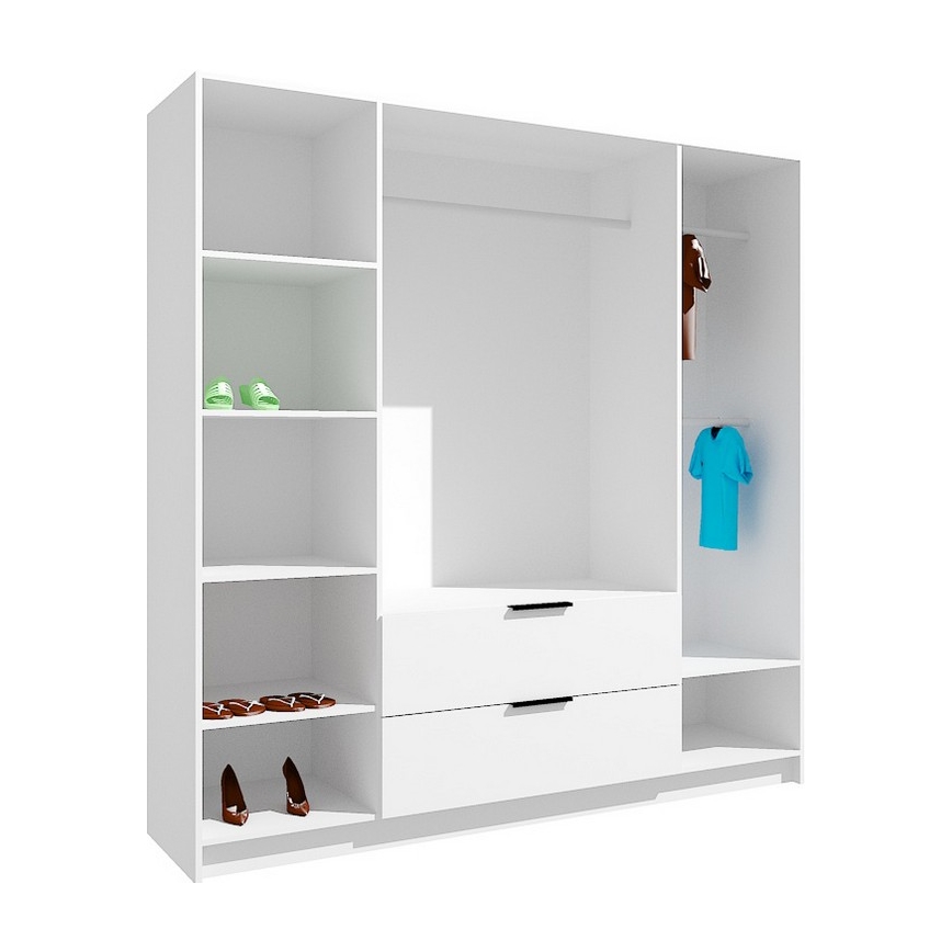 Garderobna omara z ogledalom VISTA 200x215 cm hrast artisan/grafit