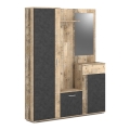 Garderobna stena z ogledalom NOLAN rjava/grafit