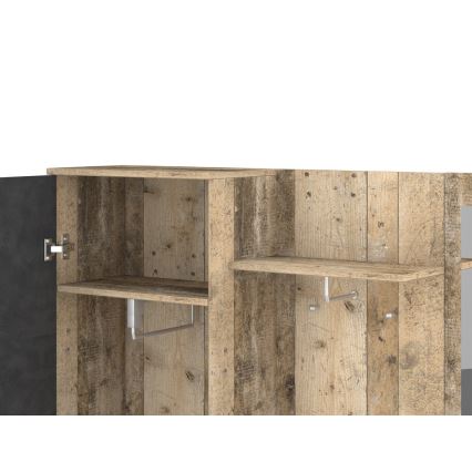 Garderobna stena z ogledalom NOLAN rjava/grafit