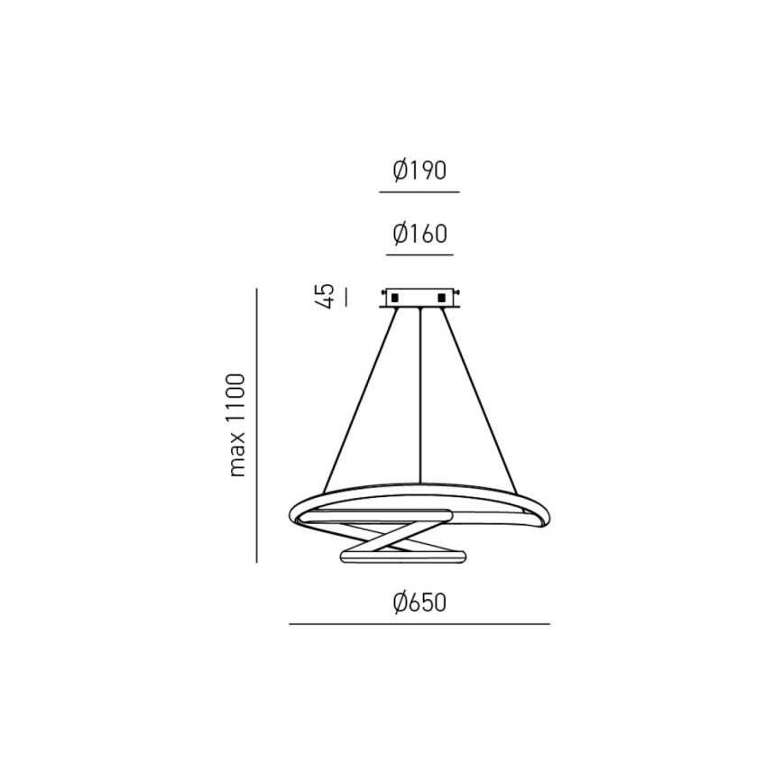 Gea Luce DIVA S G BIANCO - LED Zatemnitveni lestenec na vrvici DIVA LED/44W/230V bela