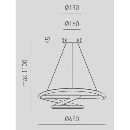 Gea Luce DIVA S G TITANIO - LED Zatemnitveni lestenec na vrvici DIVA LED/44W/230V siva