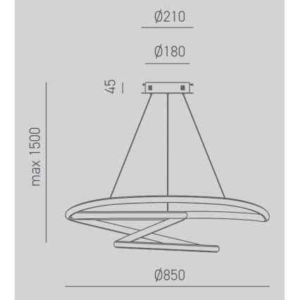 Gea Luce DIVA S/S TITANIO -  LED Zatemnitveni lestenec na vrvici DIVA LED/80W/230V siva