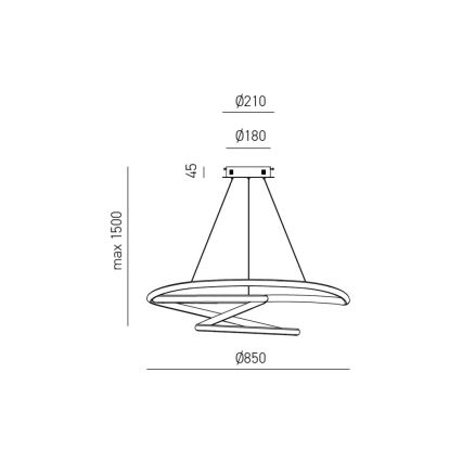 Gea Luce DIVA S/S TITANIO -  LED Zatemnitveni lestenec na vrvici DIVA LED/80W/230V siva