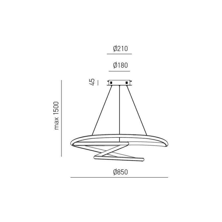 Gea Luce DIVA S/S TITANIO -  LED Zatemnitveni lestenec na vrvici DIVA LED/80W/230V siva