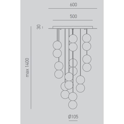 Gea Luce SFERA S10 G - Lestenec na vrvici SFERA 10xG9/28W/230V