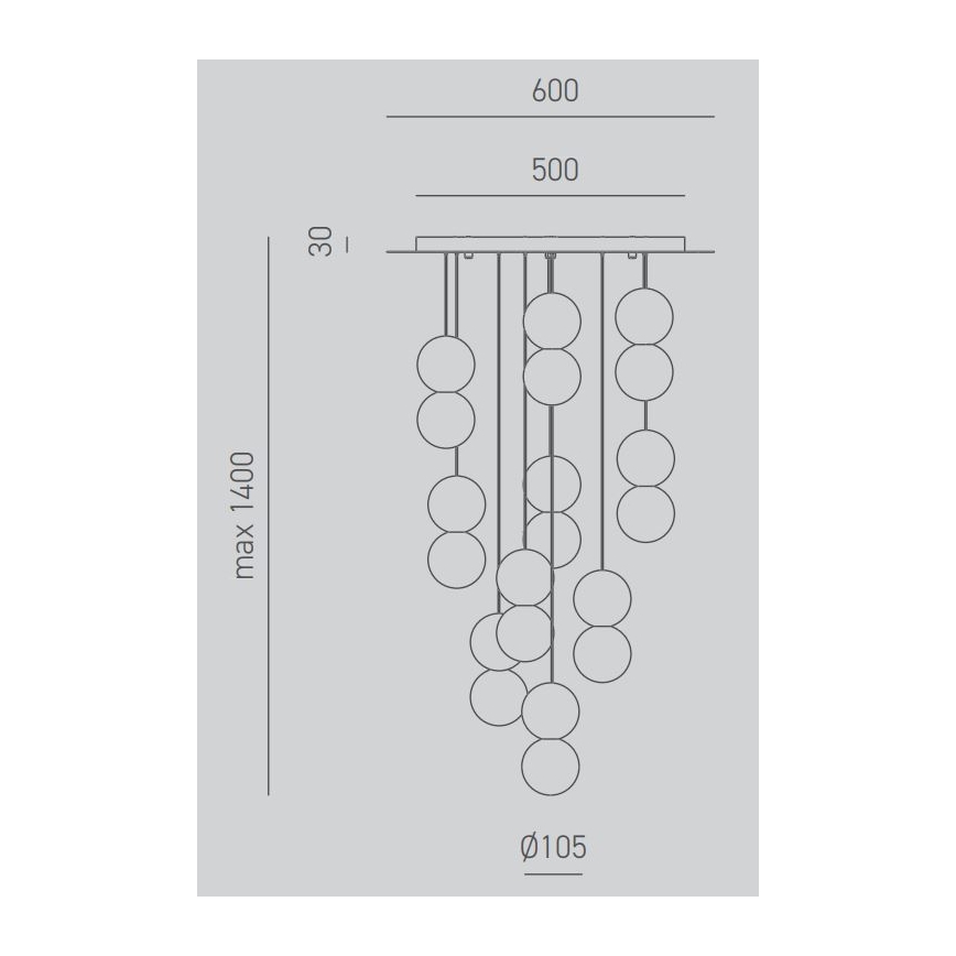 Gea Luce SFERA S10 G - Lestenec na vrvici SFERA 10xG9/28W/230V