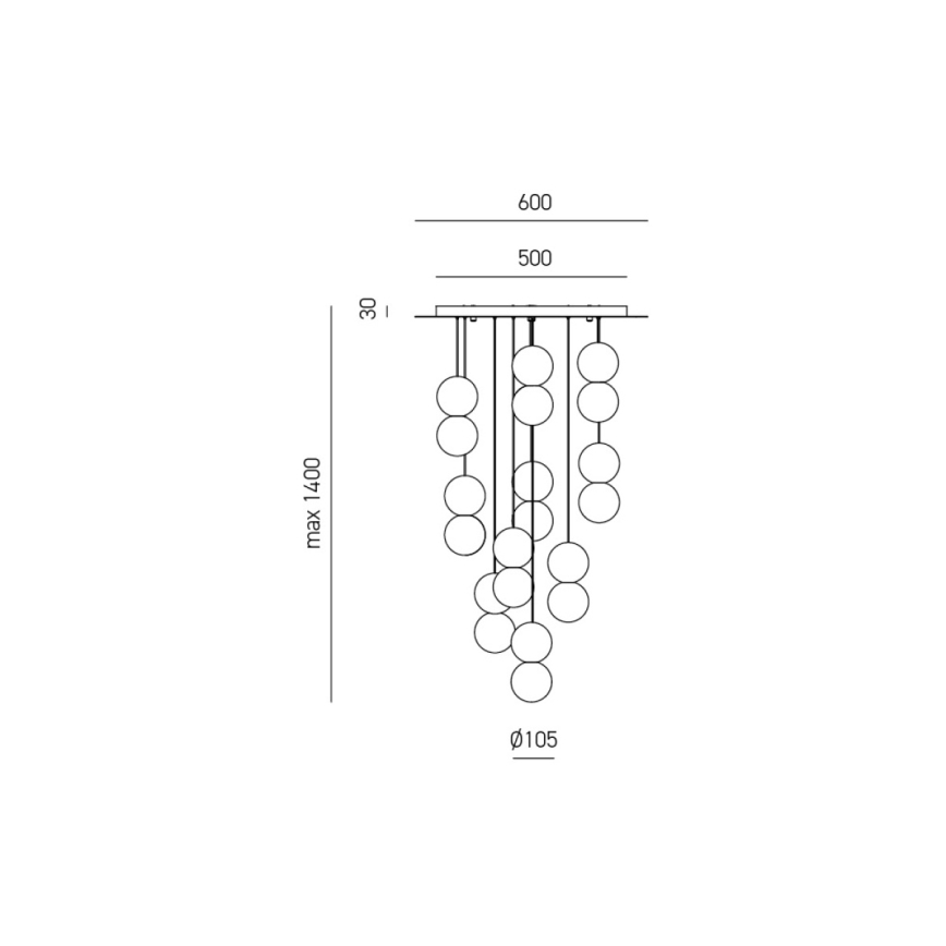 Gea Luce SFERA S10 G - Lestenec na vrvici SFERA 10xG9/28W/230V