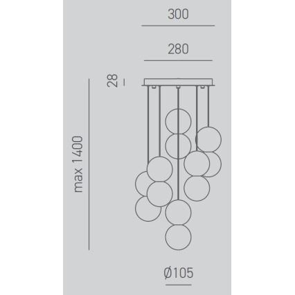 Gea Luce SFERA S6 G - Lestenec na vrvici SFERA 6xG9/28W/230V