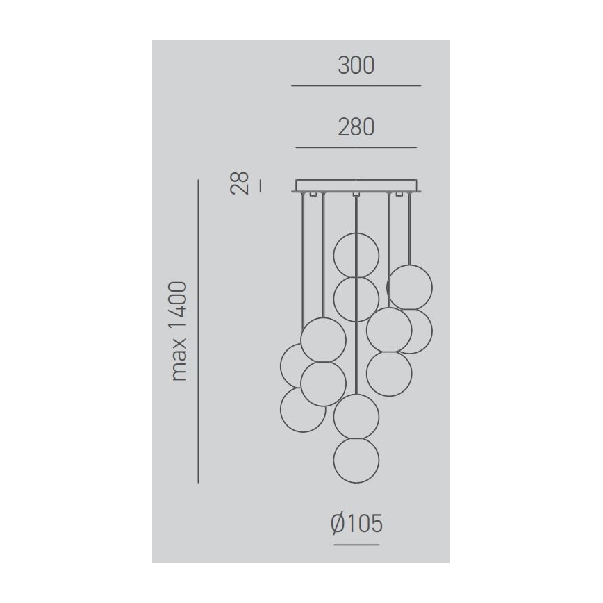 Gea Luce SFERA S6 G - Lestenec na vrvici SFERA 6xG9/28W/230V
