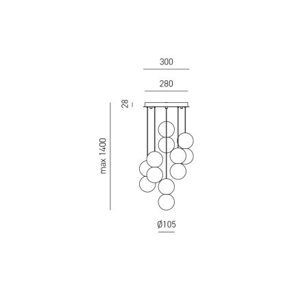 Gea Luce SFERA S6 G - Lestenec na vrvici SFERA 6xG9/28W/230V