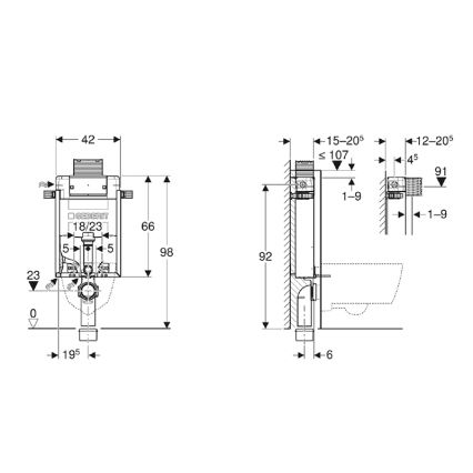 Geberit 110.010.00.1 - Vgradni modul za visečo WC školjko Kombifix 98 cm