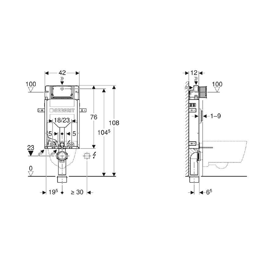 Geberit 110.302.00.5 - Vgradni modul za viseče WC Kombifix 108 cm
