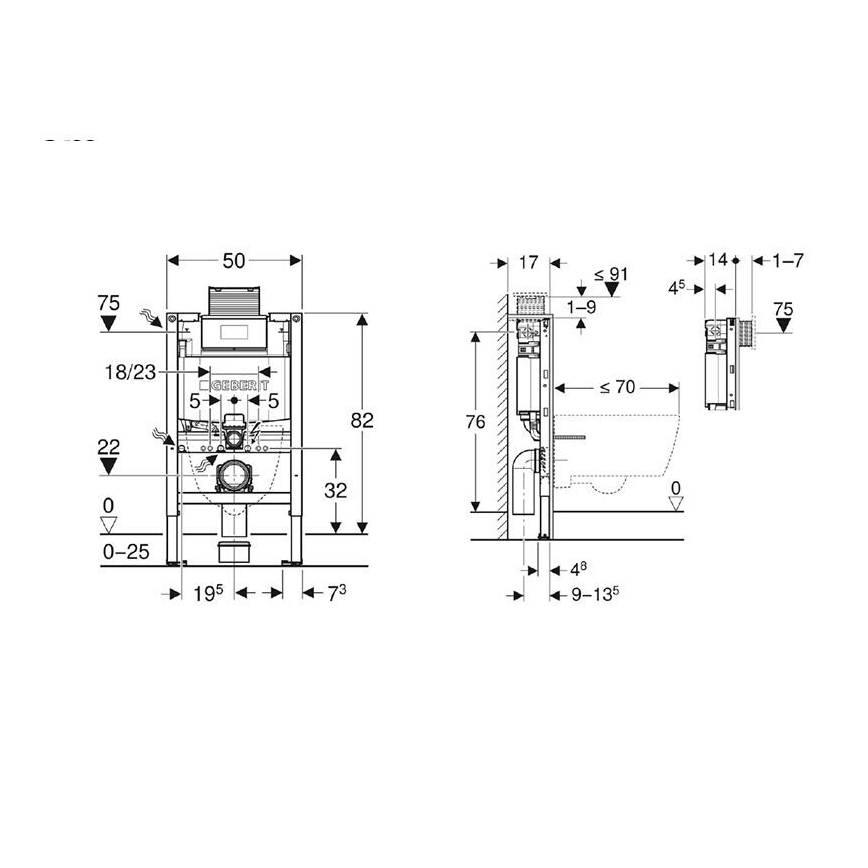 Geberit 111.003.00.2 - Podometni modul za visečo WC školjko Duofix 82 cm