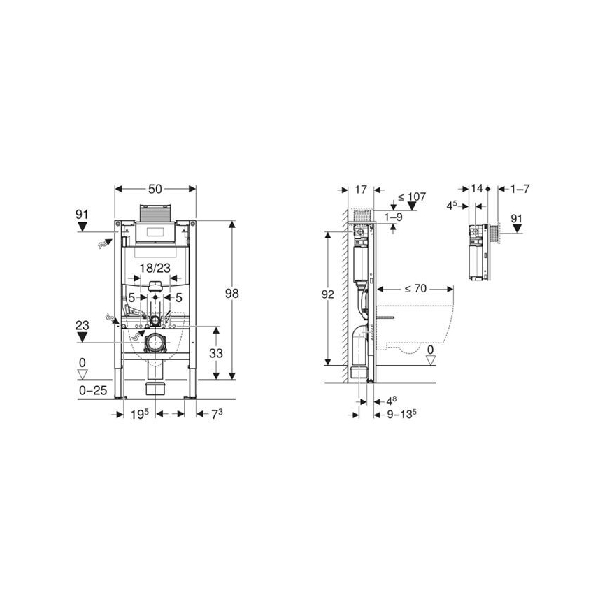 Geberit 111.030.00.2 - Vgradni modul za visečo WC školjko Duofix 98 cm