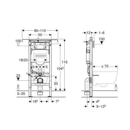 Geberit 111.355.00.6 - Vgradni modul Duofix za visečo WC školjko, 115 cm