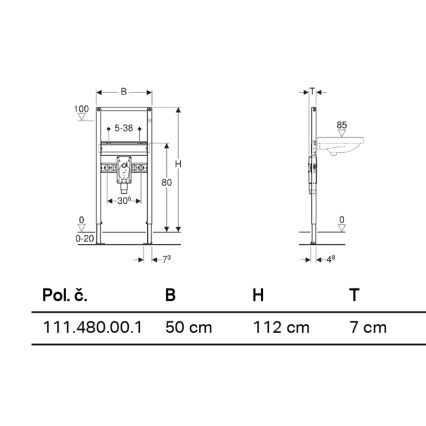Geberit 111.480.00.1 - Vgradni modul za viseči umivalnik Duofix 112 cm