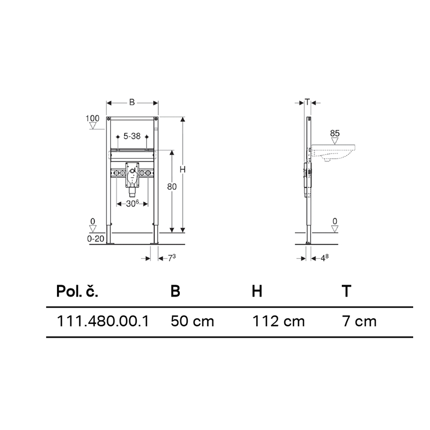 Geberit 111.480.00.1 - Vgradni modul za viseči umivalnik Duofix 112 cm
